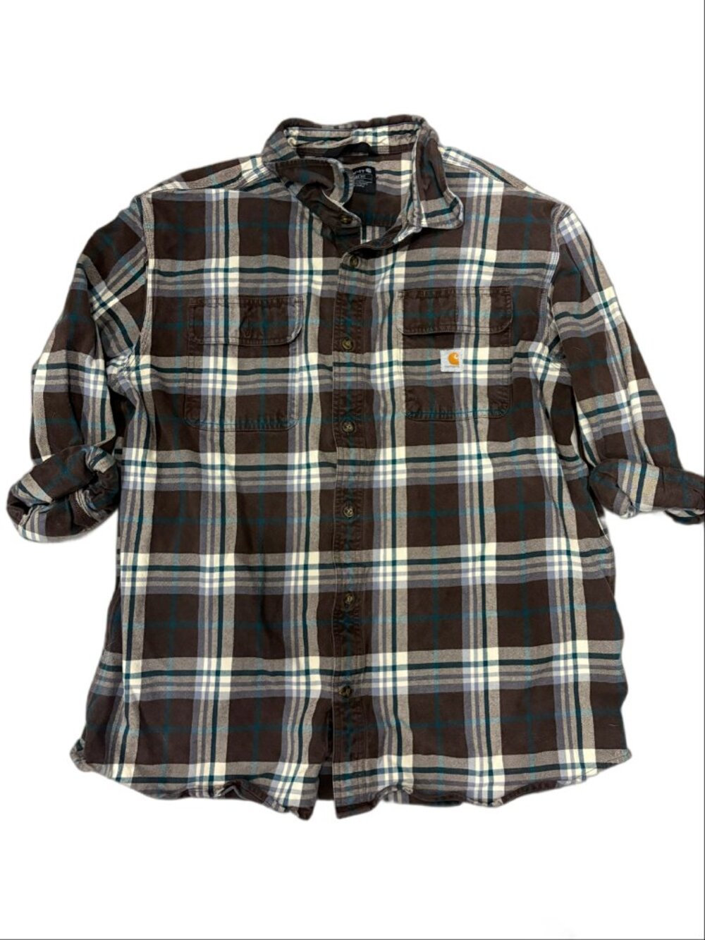 Carhartt Men's Loose Fit Heavyweight Flannel Plaid Button-Down Shirt (Size XL)